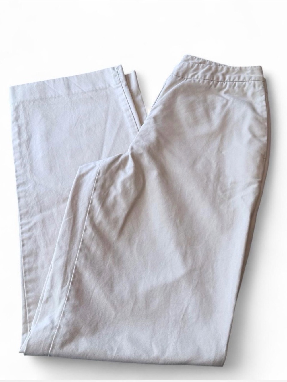 Brooks Brothers Size 2 Ivory Cream 100% Cotton Pants Preppy Classic Straight Leg